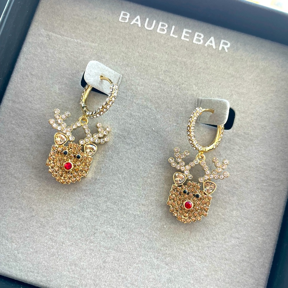 NWT Baublebar Reindeer Earrings